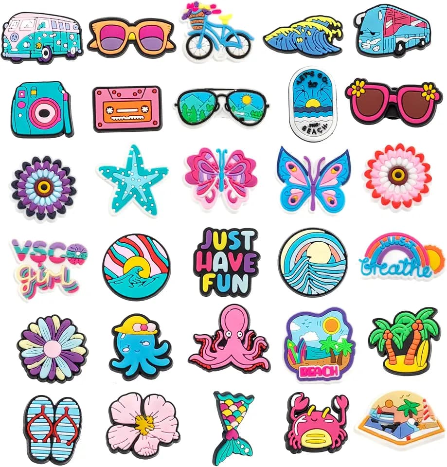 30,60pcs Summer Random Shoe Charms for Girls Pink Cute Clog Sandal