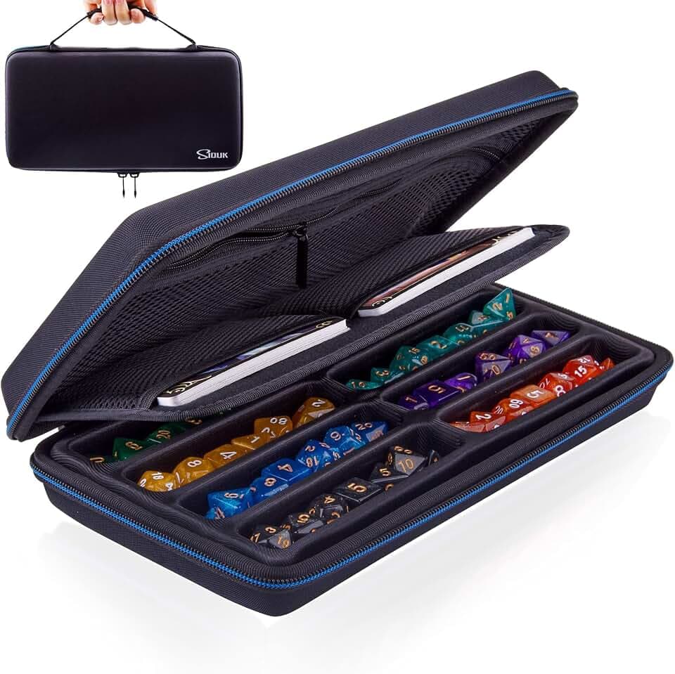 SIQUK Würfeletui kompatibel mit DND Würfel Set, Tischspiele Würfel Fall und Würfel Rollen Tablett, Würfelschale und Vorratsbehälter Tisch RPG Fall Veranstalter DND Organizer