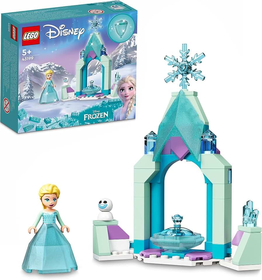 LEGO 43199 Disney Elsas Schlosshof, Prinzessinnen-Spielzeug zum Bauen aus Die Eiskönigin 2 mit Elsa Mini-Puppe, Diamantkleid-Kollektion