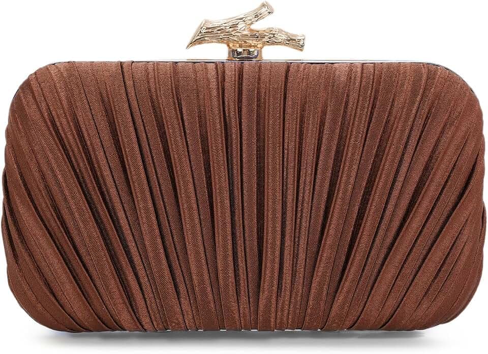 Freie Liebe Clutch Purses for Women Evening Bag Pleated Clutch Bag with Chain for Wedding Party
