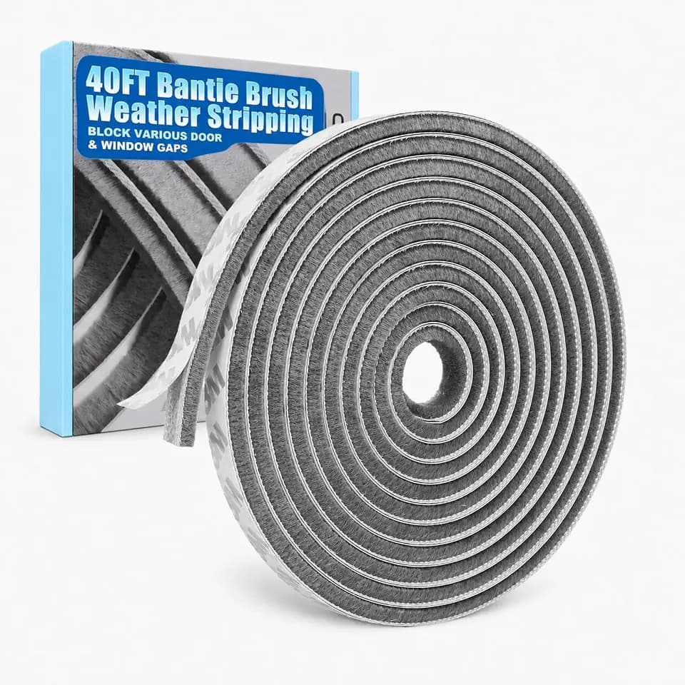 40FT Weather Stripping Doors and Windows Seal Strip 0.35 x 0.35 in