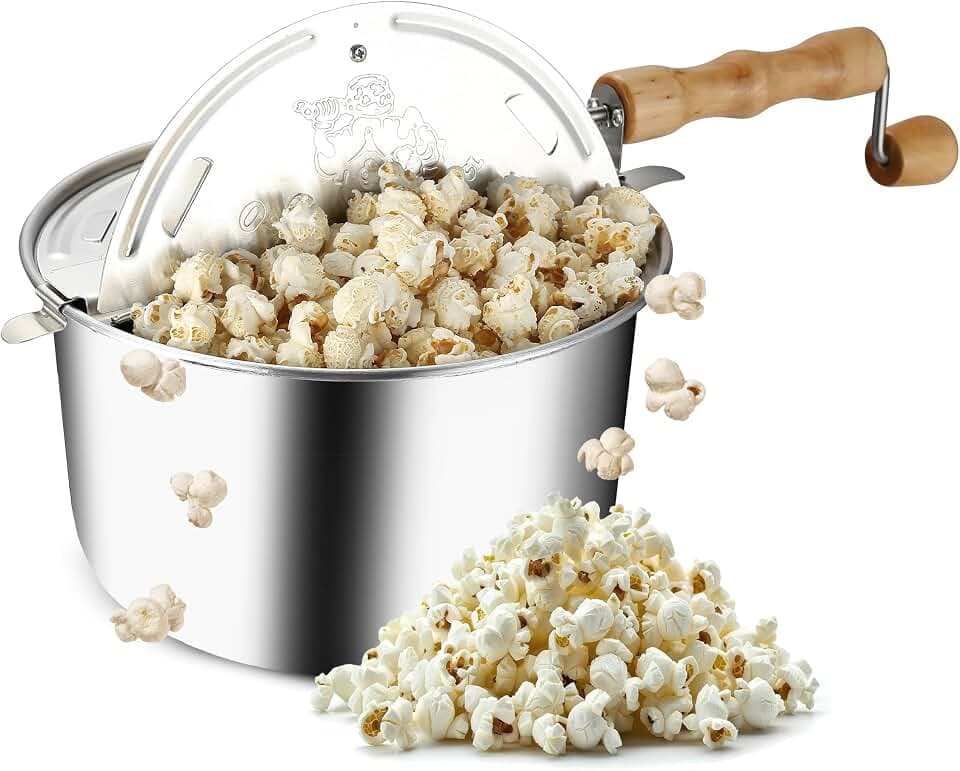 Great Northern Popcorn Stovetop Popcorn Maker, Silver, 6-Quart