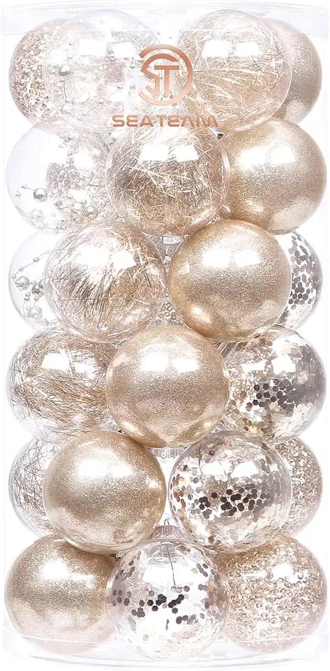 Sea Team 30er-Pack 60mm bemalte glitzernde Christbaumkugeln