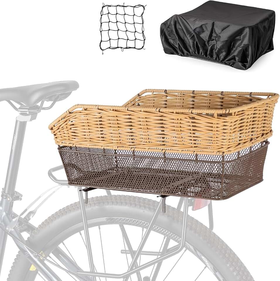 CXWXC Rear Bike Basket - Hand-Woven Baskets Rear Large Capacity