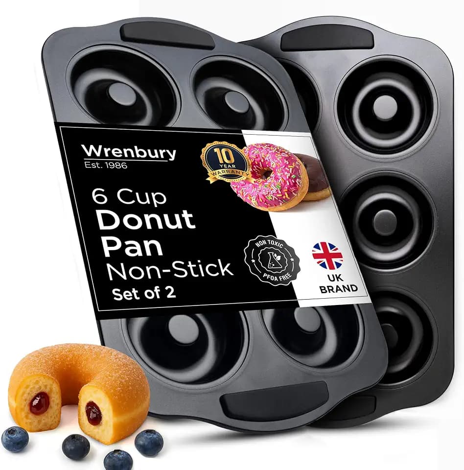 Wrenbury Donut Pan for Baking 6 Cup Set of 2 - Doughnut Mold Baking Tray