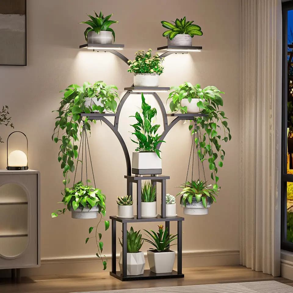 Elbourn Plant Stand Indoor with Grow Light - 8 Tiered 60" Plant Shelf