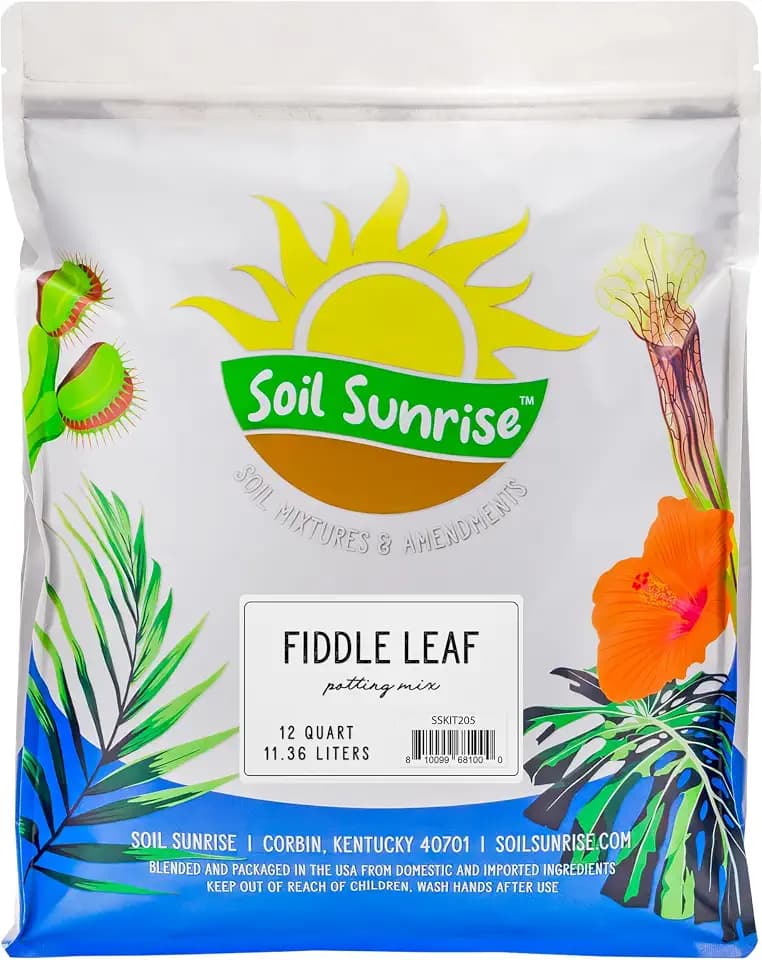 Soil Sunrise Premium Fiddle Leaf Fig Tree Soil (12 Quarts) - Expert Formula for Vibrant Growth - Nutrient-Rich Potting Mix,Specifically Designed for Healthy Indoor,Outdoor,& Potted Fiddle Fig Plants