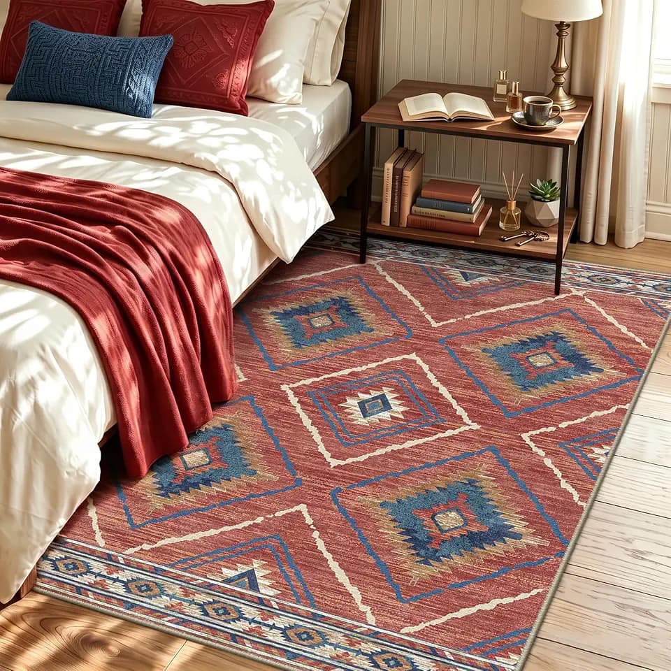 BESTSWEETIE 3'x5' Washable Area Rug for Living Room Bedroom Red/Orange