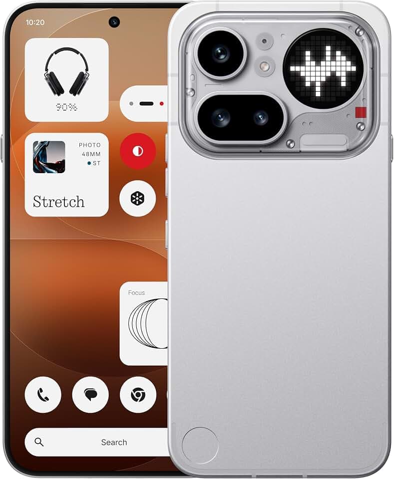 Nothing Phone (4a) Pro - 50MP Triple-Kamera, bis 140x Ultra-Zoom, Metall-Unibody Smartphone, Langer Akku, 50W Schnellladen, 144Hz AMOLED, Glyph Bar, 8GB+128GB - Silber