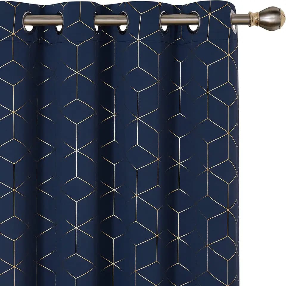 Deconovo Gold Diamond Foil Blackout Curtains for Bedroom 84 Inches Long
