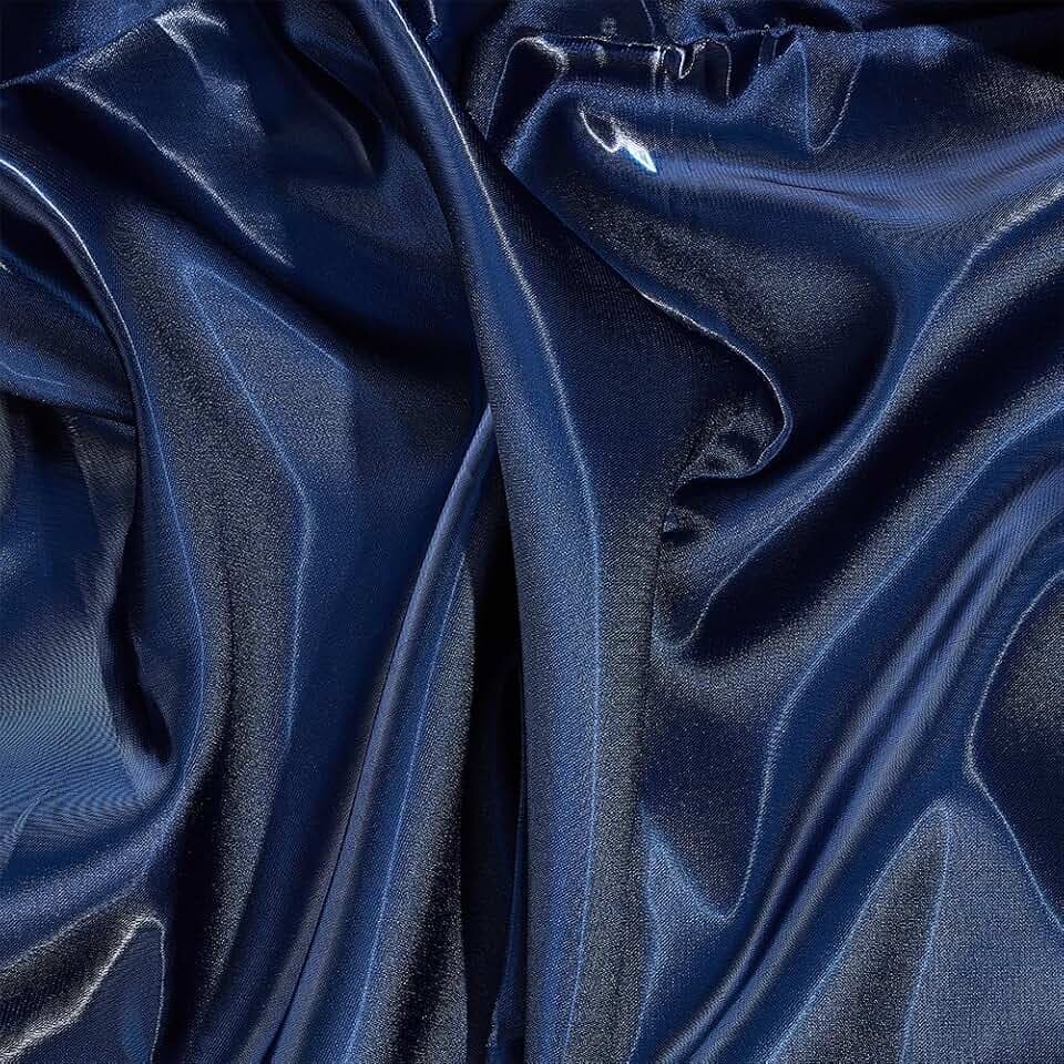 BENECREAT 59x59 Inch Luxurious Liquid Bridal Satin Fabric, Midnight Blue Polyester Satin Fabric for Wedding Dress Making, Evening Gowns & Home Decor Projects
