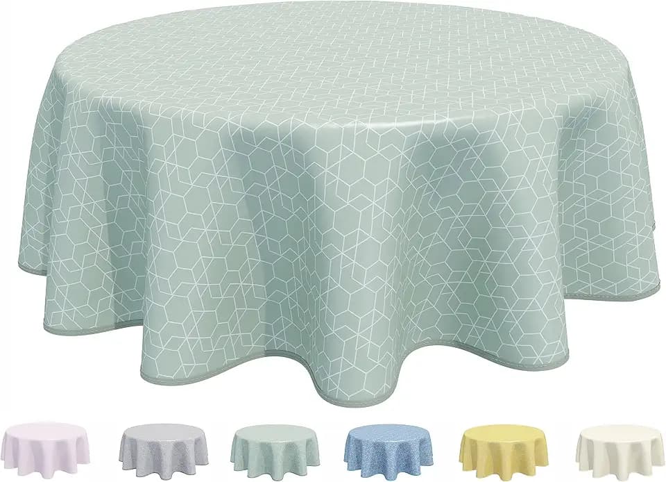 Wachstuch Tischdecke Abwaschbar, pflegeleicht, abwischbar, Rund 160cm, Salbeigrün