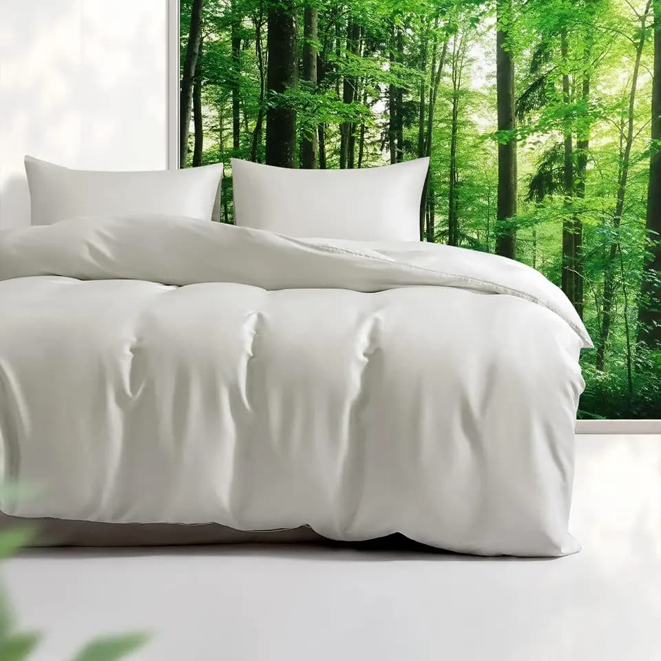 Tencel Duvet Cover Set, Twin/TwinXL Size Cooling Duvet Cover for Hot Sleepers, 100% Eucalyptus Lyocell, 2 Pieces, 1 Zipper Closure Duvet Cover (70" x 90") and 1 Pillowcases (20" x 30") - Sand