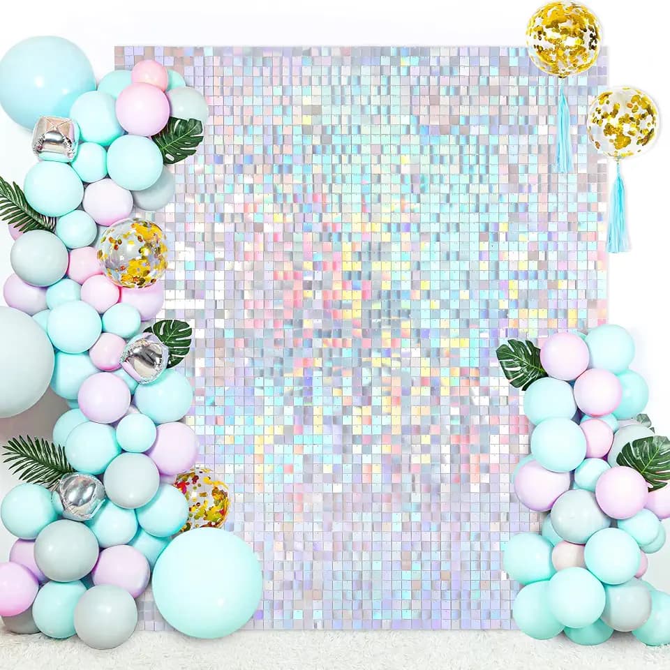 Shimmer Wall Backdrop Sequin Panels 24 Packs-Sparkly Backdrop for Birthday