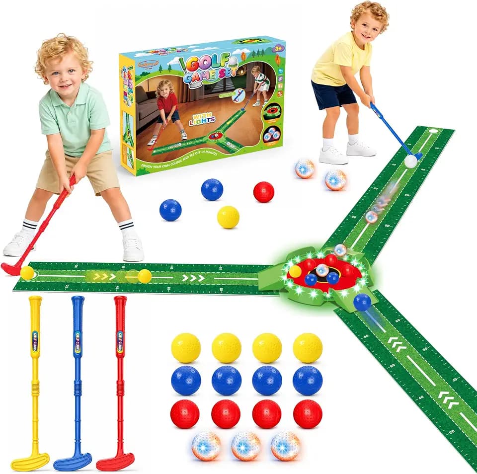 Kids Golf Toys Set, Light Up Golf Putting Indoor Game for Toddlers Ages 3-6