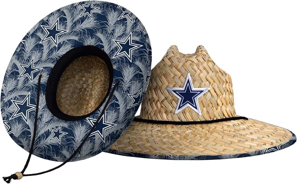 FOCO Mens NFL Team Logo Floral Sun Straw Hat, Team Logo, One Size US