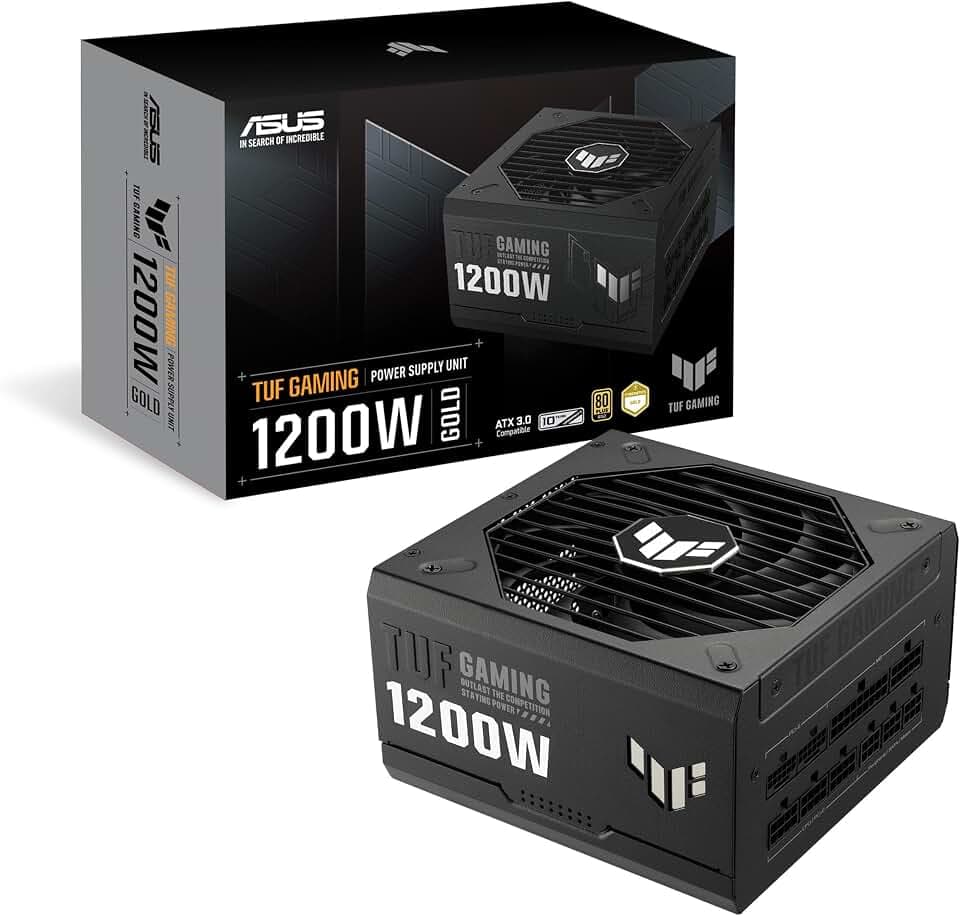 ASUS TUF Gaming 1200W Gold (1200 Watt, ATX 3.1 Compatible Fully Modular Power Supply, 80+ Gold Certified, Military-Grade Components, Dual Ball Bearing, Axial-tech Fan, PCB Coating, 10 Year Warranty)