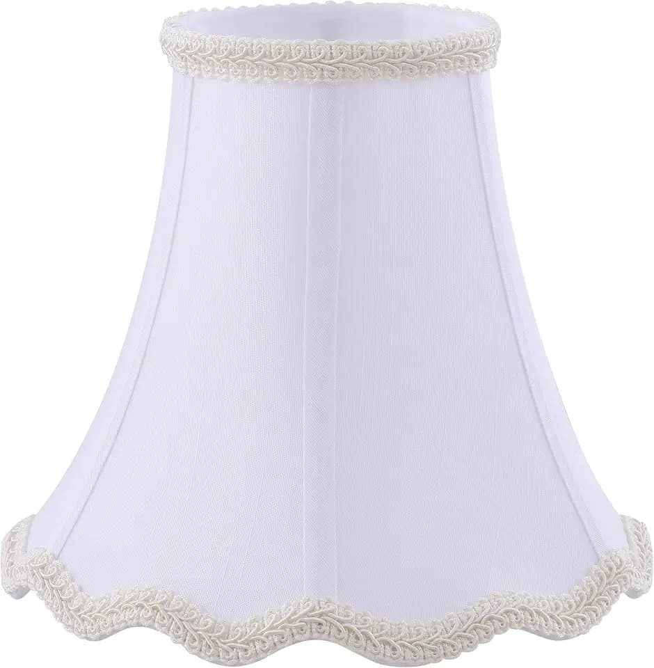 Aspen Creative 55009 Handsewn Scallop Dome Tranditional UNO Lamp Shade in Off-White Faux Silk, 4" Top x 8" Bottom x 7" Slant, Slip UNO 33mm