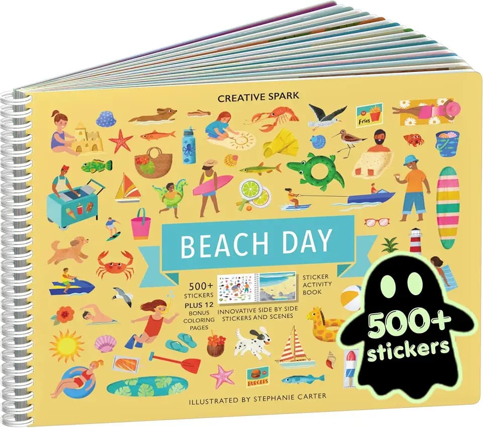 Cupkin Beach Day Sticker Book | 12 Coloring & Activity Pages, 500+ Stickers