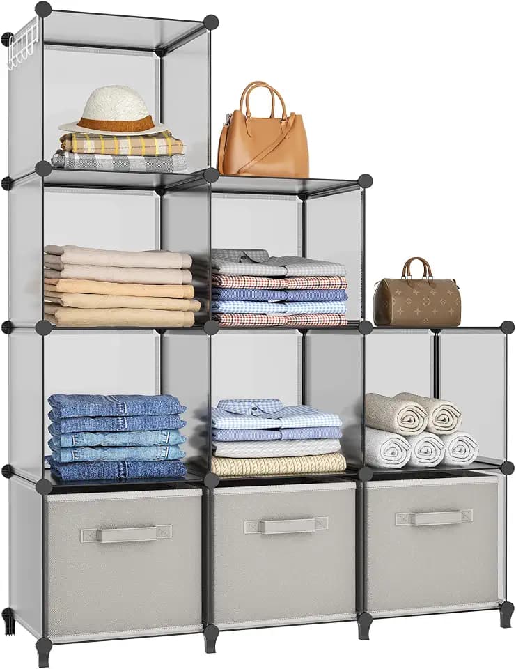 HOMIDEC Closet Organizers and Storage, 9 Cube Storage Organizer, Grey