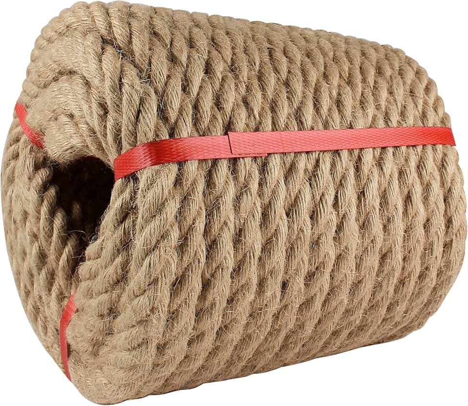Manila Rope 3/4in x 100ft,Thick Natural Hemp Rope,Twisted Manila Ropes
