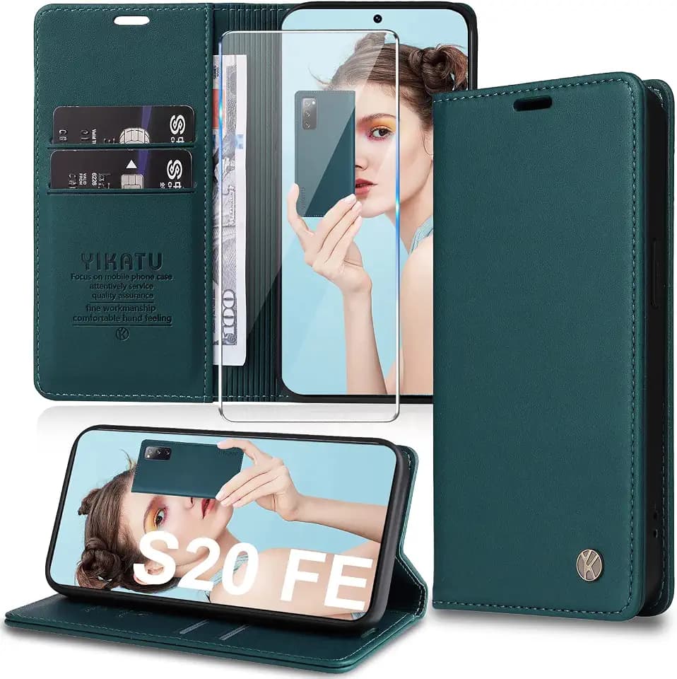 Migexxkj Handyhülle für Samsung Galaxy S20 FE Hülle [mit Schutzfolie] [Premium PU Leder] Klapphülle Ständer Kartenfach Magnetic Flip Case Cover Etui Tasche Schutzhülle für Samsung S20 FE 4G/5G