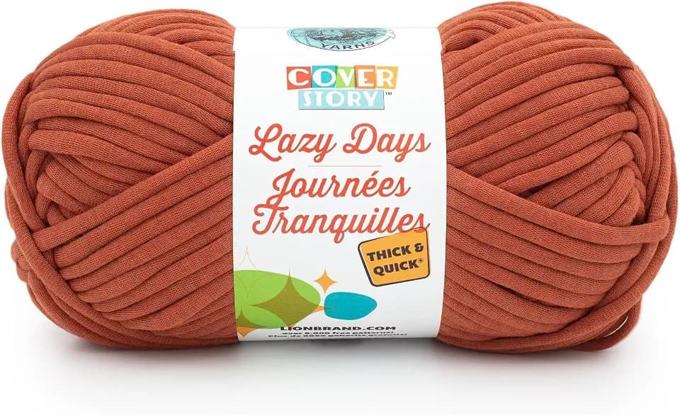 Lion Brand Yarn Cover Story Lazy Days Thick & Quick, Blanket Yarn, Pumpkin, 1 Pack