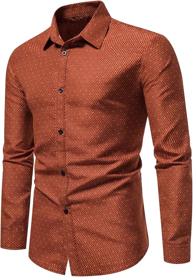 OYOANGLE Men's Long Sleeve Shirts Button Down Collared Business Dress Shirt