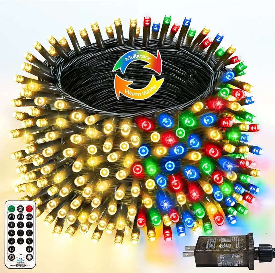 YIQU 108FT Color Changing Christmas Lights with Remote Timer 300 LED