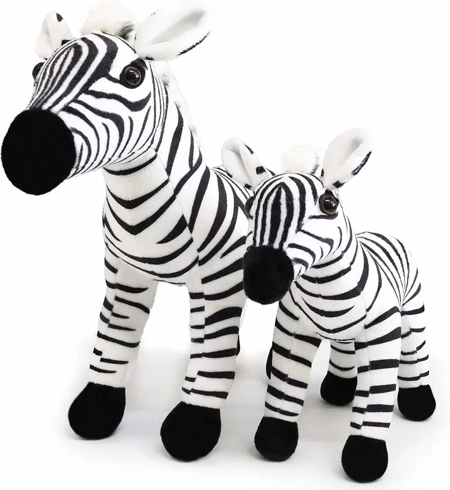 Ice King Bear Mom and Baby Stuffed Animals Set Zoo Wild Animals (Zebra)