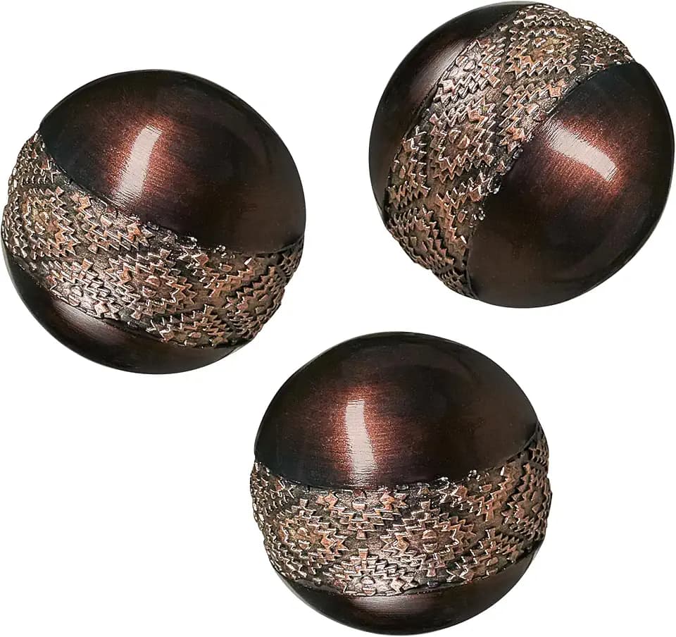 Creative Scents Dublin Brown 3” Decorative Balls - Set of 3 Decorative Balls for Bowls and Vases, Decorative Orbs and Spheres, Home Decor Vase Filler, Spheres for Coffee Table Decor, Dining Room