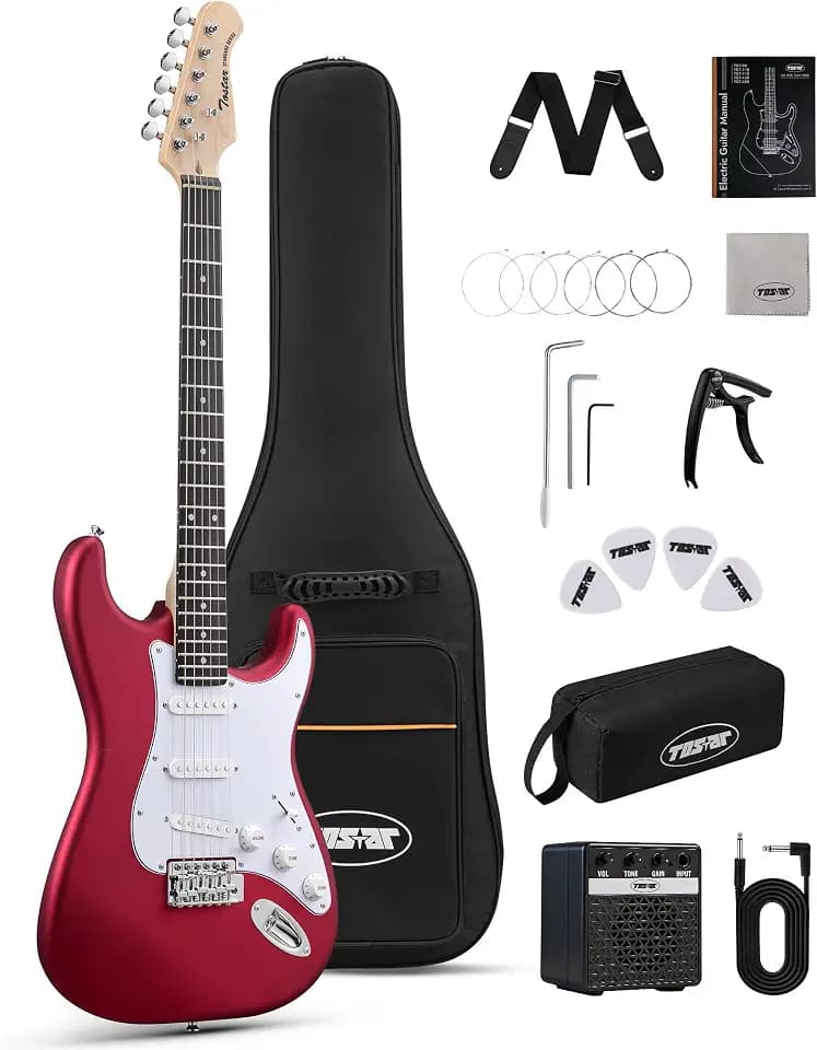 Tostar Electric Guitar Kit for Beginners with 39" Lightweight Body, Red