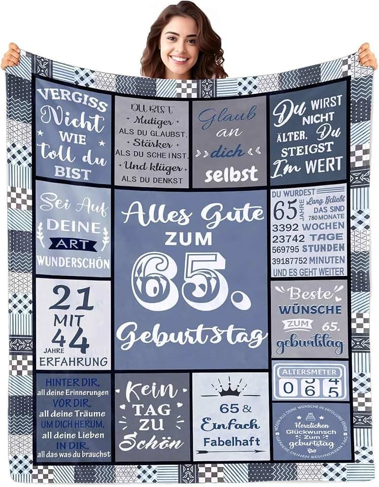 Kuscheldecke Flauschige zum 65. Geburtstag für Frauen Männer