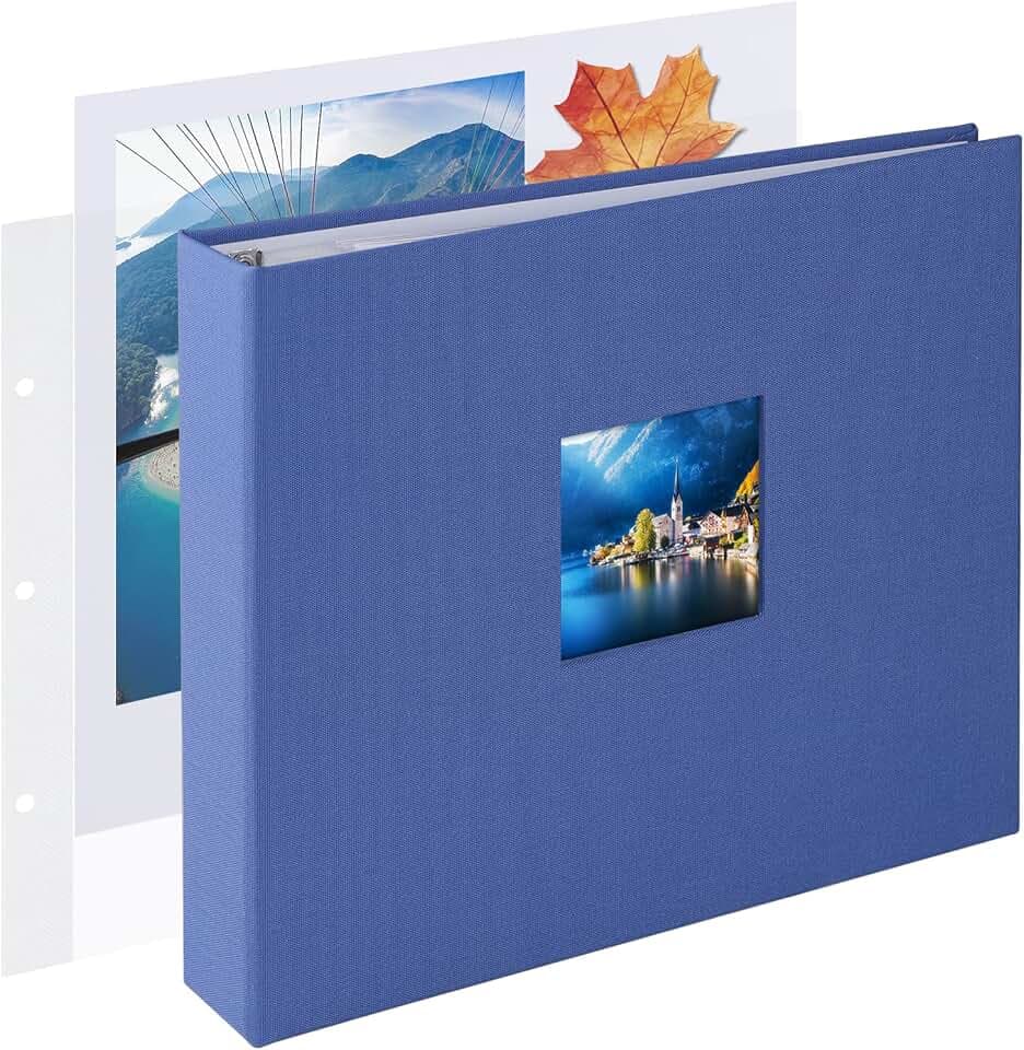 1DOT2 8x8 Inch 3 Ring DIY Scrapbook Photo Album, Blue