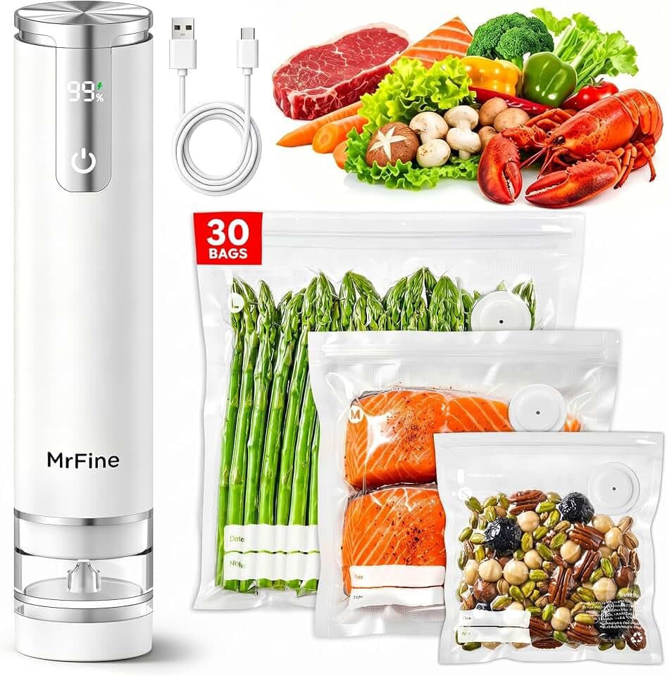 Mini Compact Handheld Vacuum Sealer for Food with 30 Reusable Vacuum Bags