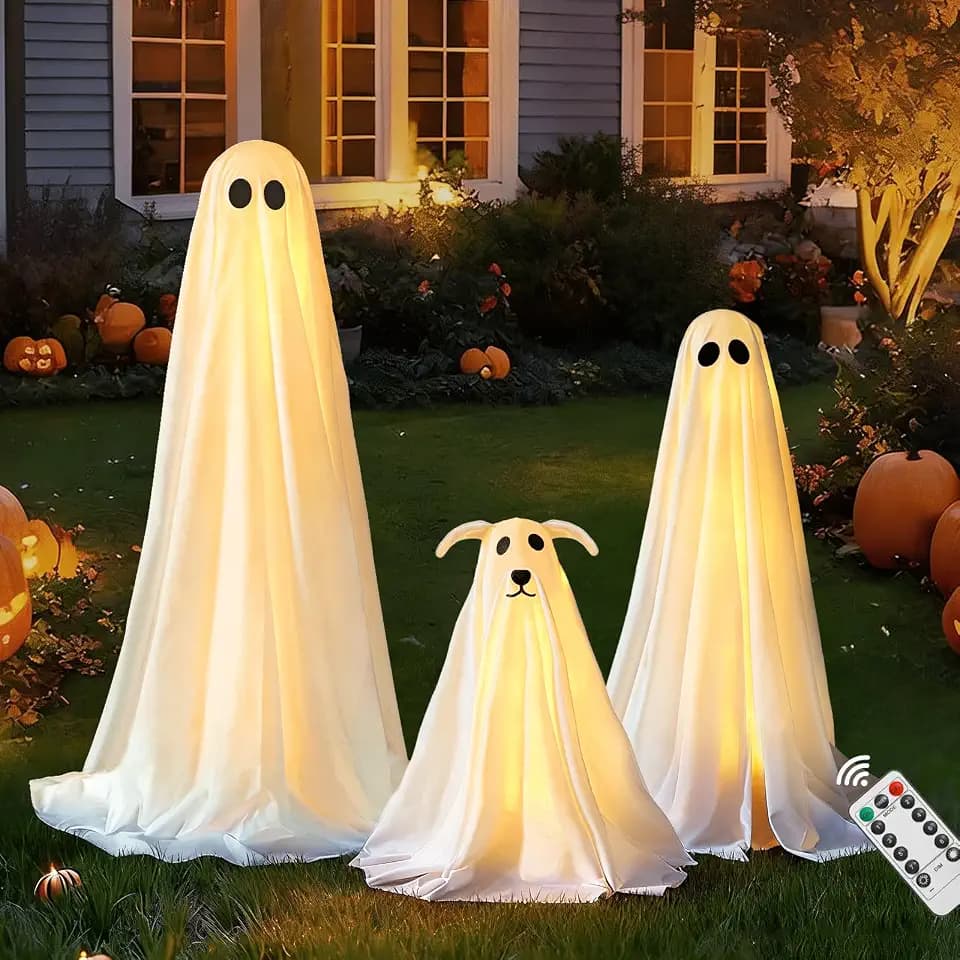 Halloween Decorations Outdoor - 3 Pack Lighted Spooky Ghost Decorations