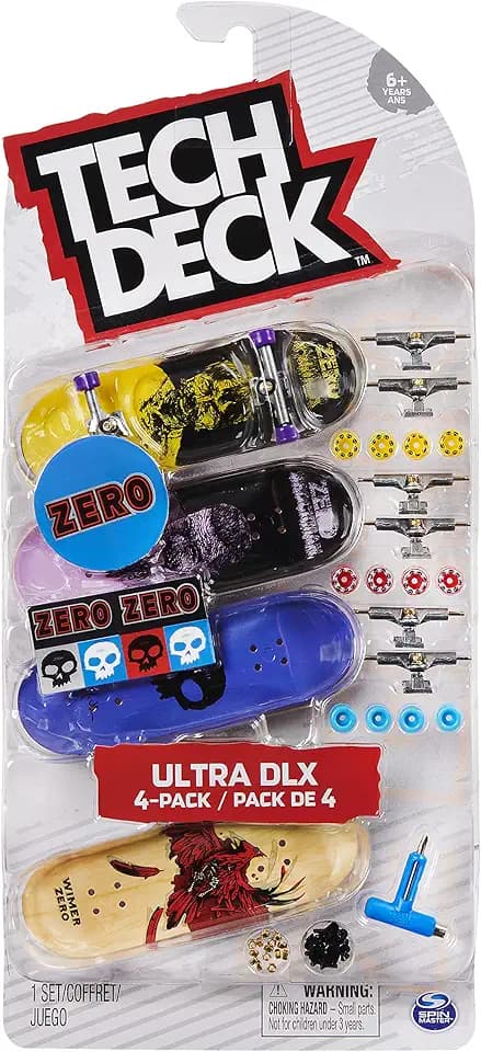 Tech Deck, Ultra-Deluxe Fingerboard 4er-Set, mit authentischer Skateboard-Grafik - zum Sammeln, Umbauen und für Coole Tricks, ab 6 Jahren