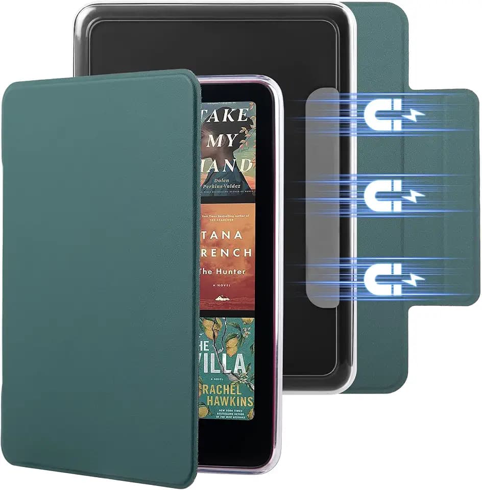 Abnehmbare Magnetische Hülle kompatibel mit Kindle Paperwhite 12. Generation 2025/2024 & Colorsoft, 7" Muschelabdeckung Cover Leichte Case mit Auto Wake/Sleep (Mitternachtsgrün)