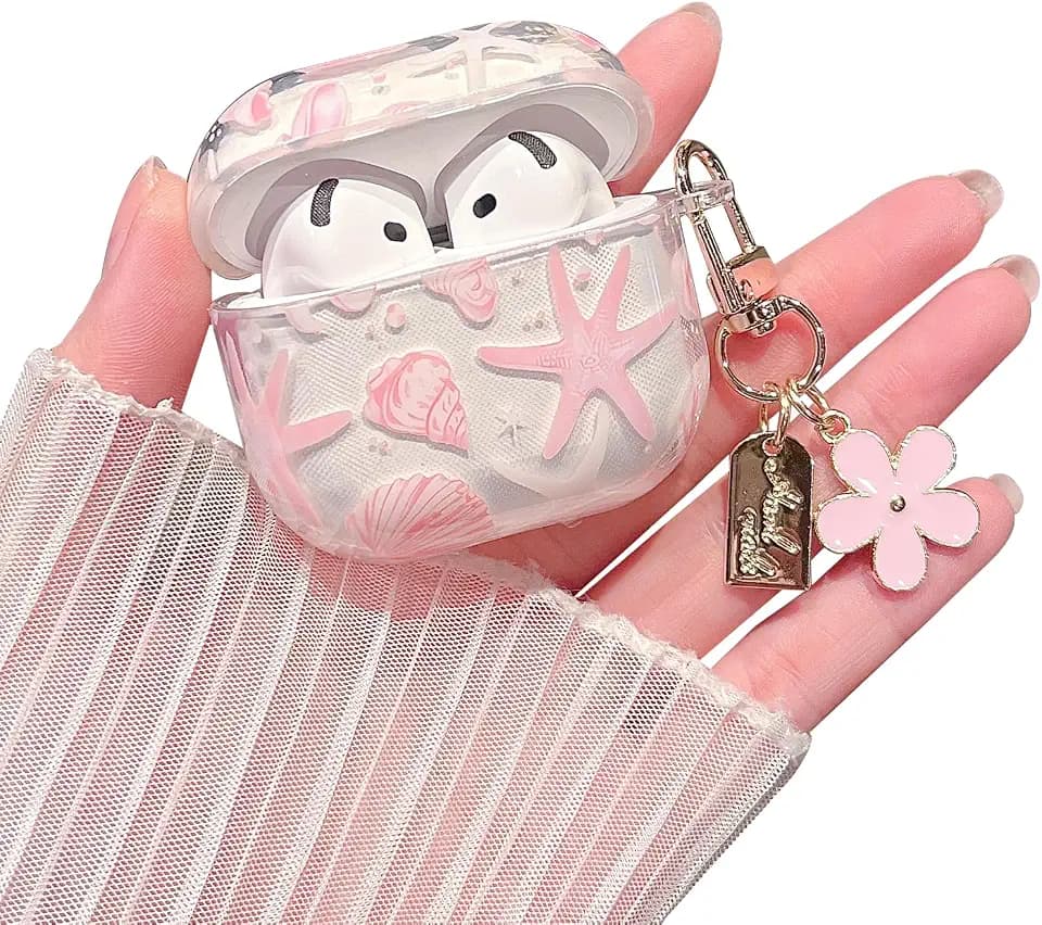 for AirPods 5/4 Seashell and Starfish Case (2026/2024),Pink