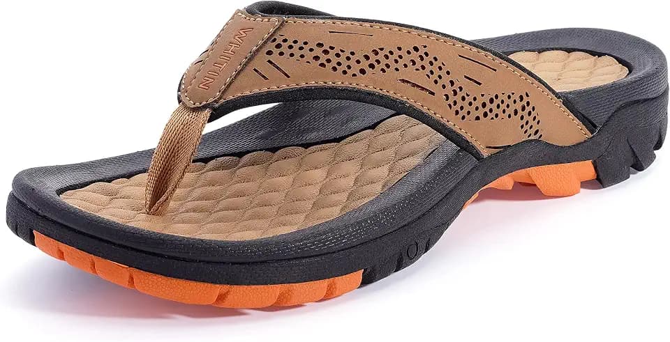 WHITIN Men's Slip Resistant Outdoor Flip Flops with Arch Support C10
