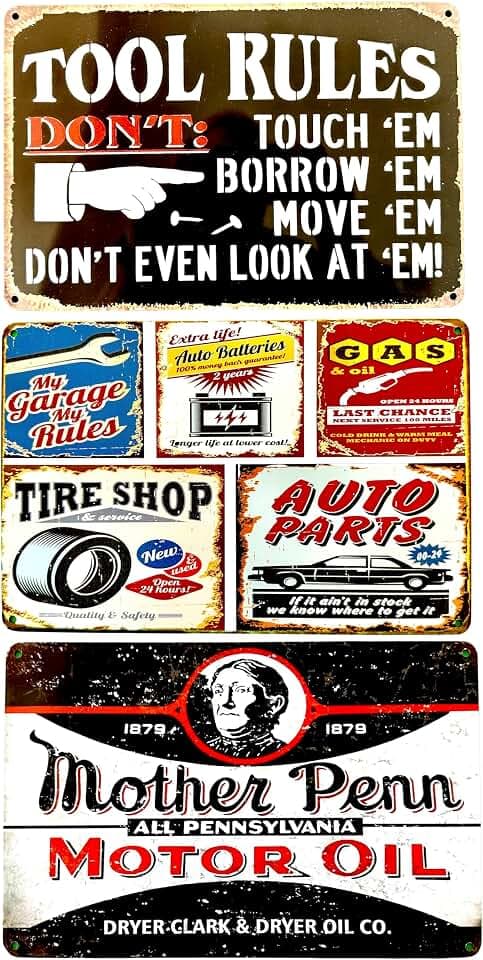 3 x 1 Poster DiiliHiiri Meine Garage – Meine Werkzeuge – Meine Regeln 30 x 20 cm – Schild "My Garage-My Tools-My Rules" | Mechanisches Schild | Werkstattschild (2635-227-313-321)