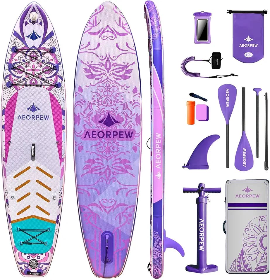 34'' Wide Inflatable Paddle Board for Women with Premium Paddle Boards Accessories, Adj SUP Paddle, 100L Backpack, Suitable for Versatile SUP Boards of All Skills Levels