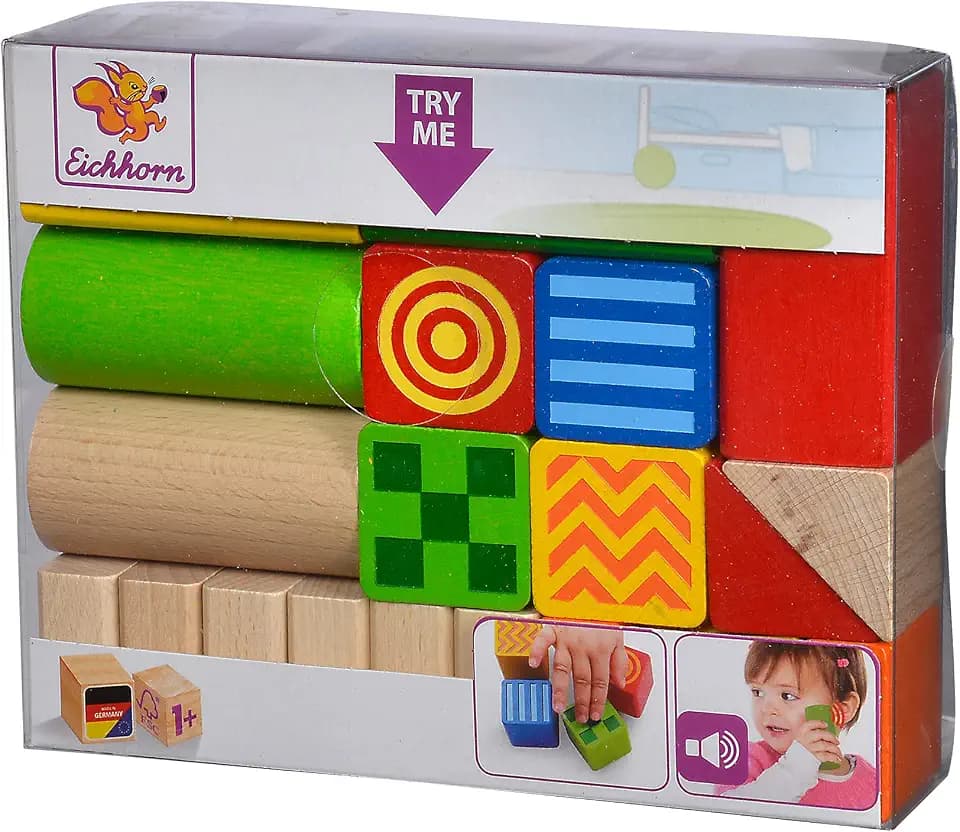 Eichhorn/Heros 100024253 - Baby Fühl- und Klangbausteine - mit Fühl- und Klangfunktion - 20 teilig - aus hochwertigen Buchenholz - Made in Germany