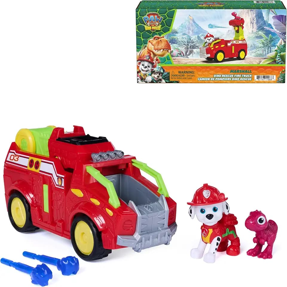 PAW Patrol The Dino Movie Marshall Dino Rescue Firetruck Toy Vehicle