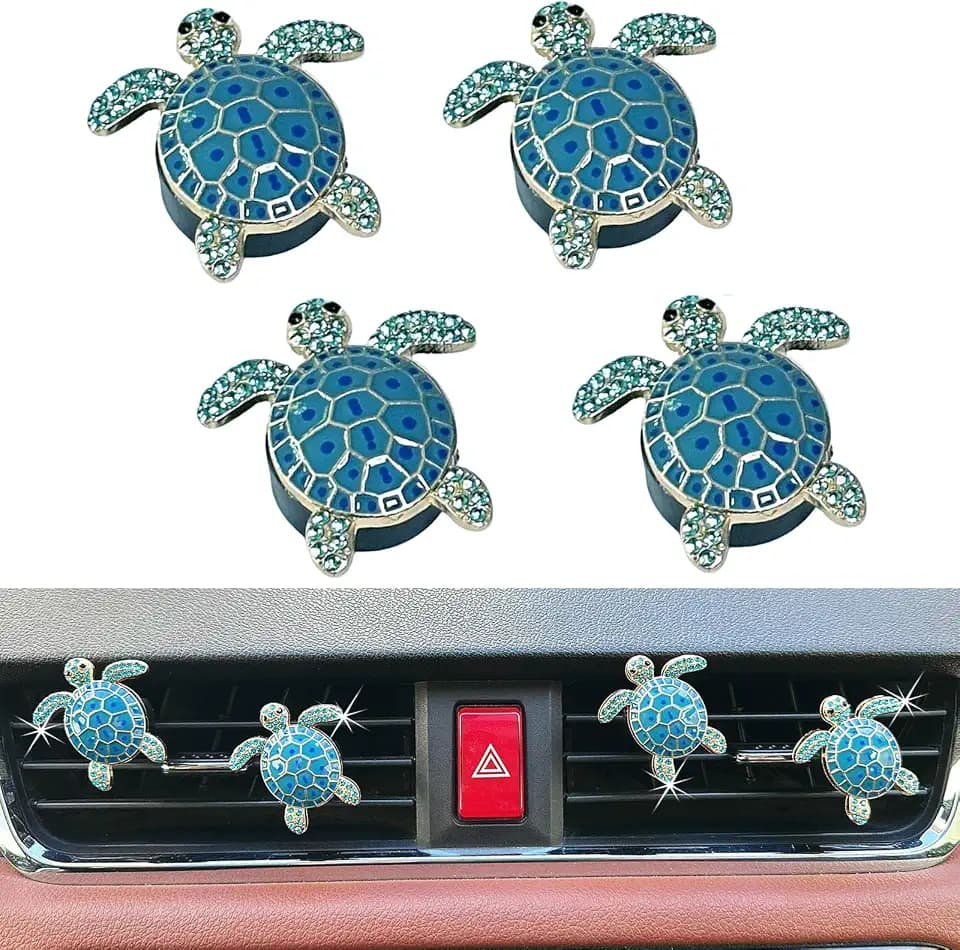 Stylish Sea Turtle Car Vent Diffuser, Clip-On Freshener w/Refills, Blue