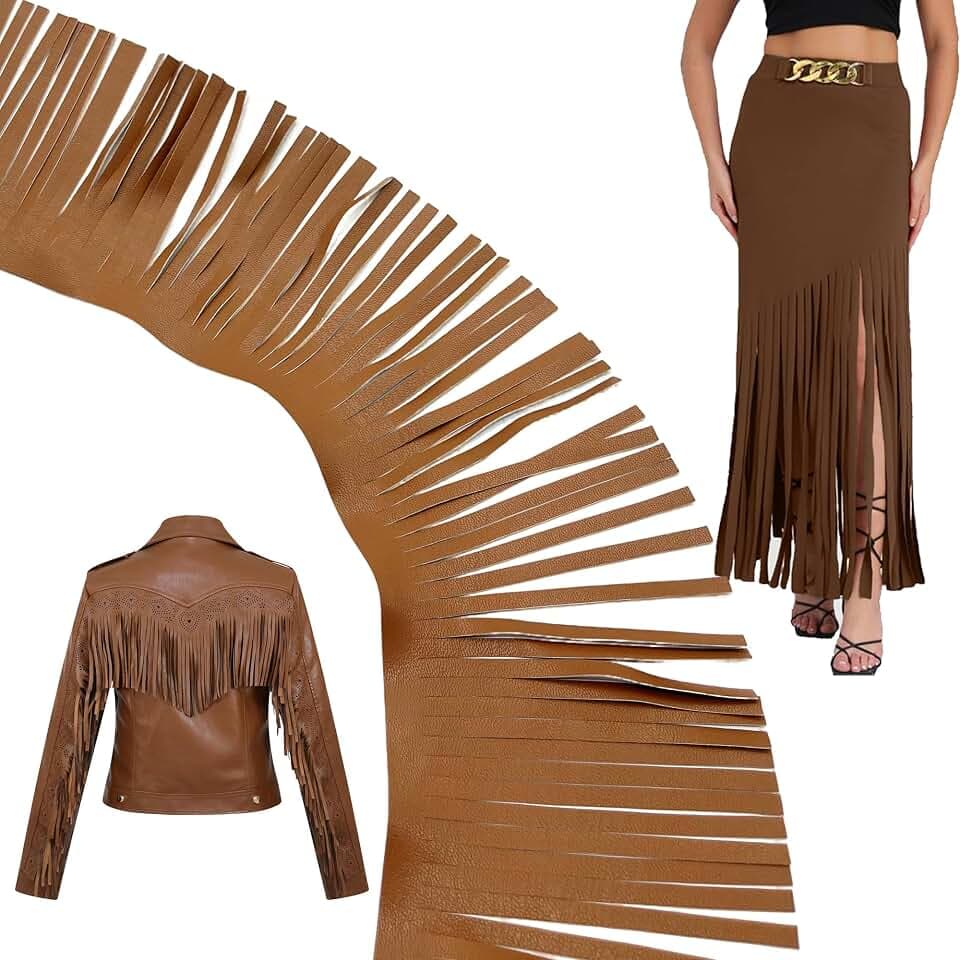 Wildleder Fransen Band DIY Saum Kleid Garment Kleidersack Fransenband fransenborte fringe fransen rock FüR Heimwerker NäH Dekoration fransen Basteln (Braun-2 Meter lang (10cmx5mm))