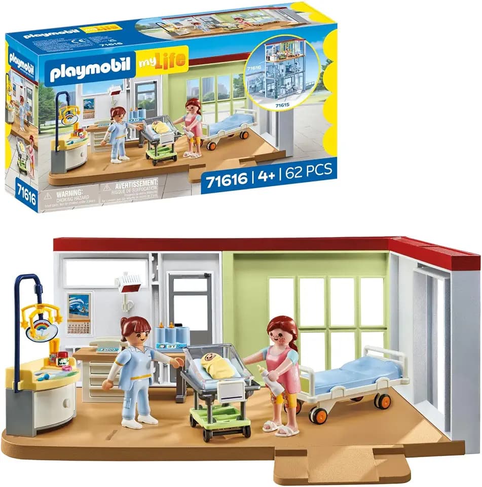 PLAYMOBIL | My Life | Entbindungsstation | Zu über 80 % aus recycelten und biobasierten Materialien | Detailreiches Spielzeug für Kinder ab 4 Jahren | 71616