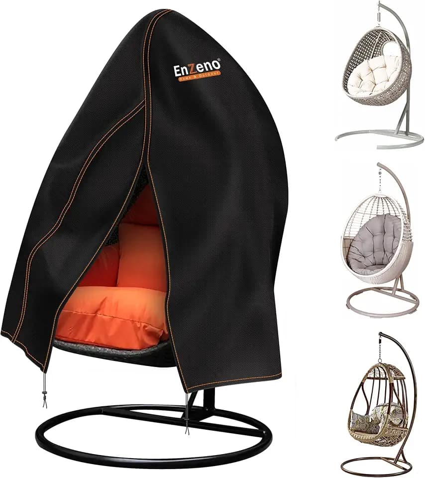 Enzeno Hängesessel Abdeckung Schutzhülle für Hängesessel Wasserdicht 210D Oxford-Gewebe Winterfest Abdeckung für Hängestühle und Schwebesessel 190 x 115 cm (Schwarz)