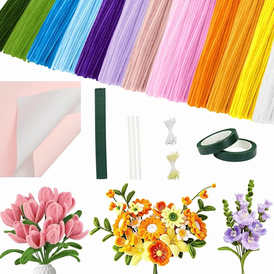 SPRFAIRY 760PCS Pipe Cleaner Flower Kit Bulk 13 Colors Pipe Cleaner Craft