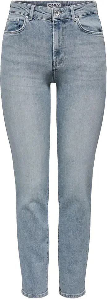 ONLY Female Straight-Fit Jeans ONLEMILY Hohe Taille Gerade geschnitten Knöchellang Jeans